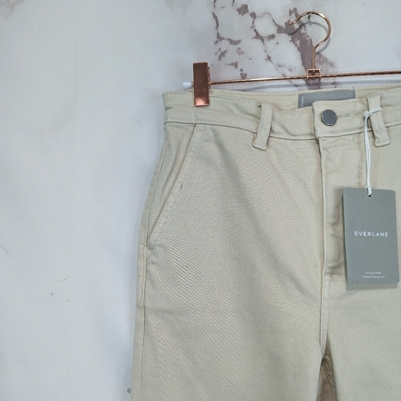 Everlane Pants 4 The Slim Leg Crop Sandstone Beige High Rise Stretch Anke - Picture 5 of 13